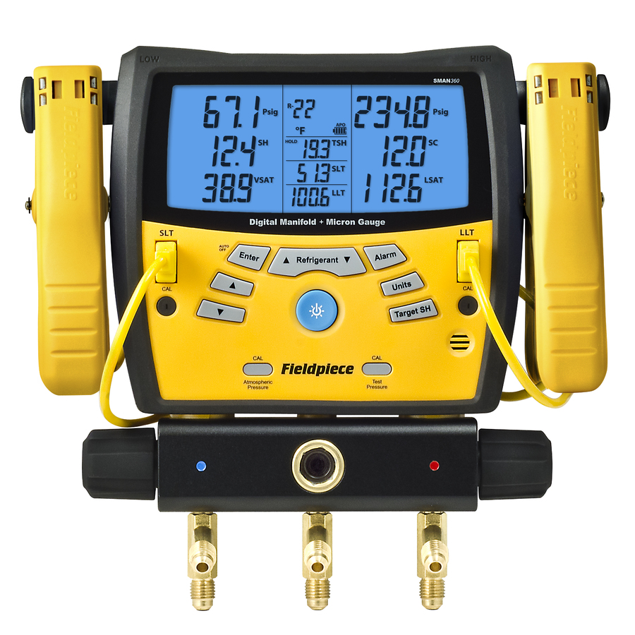 SMAN360 : 3-Port Digital Manifold with built-in Vacuum sensor & Pipe Clamp Thermocouples