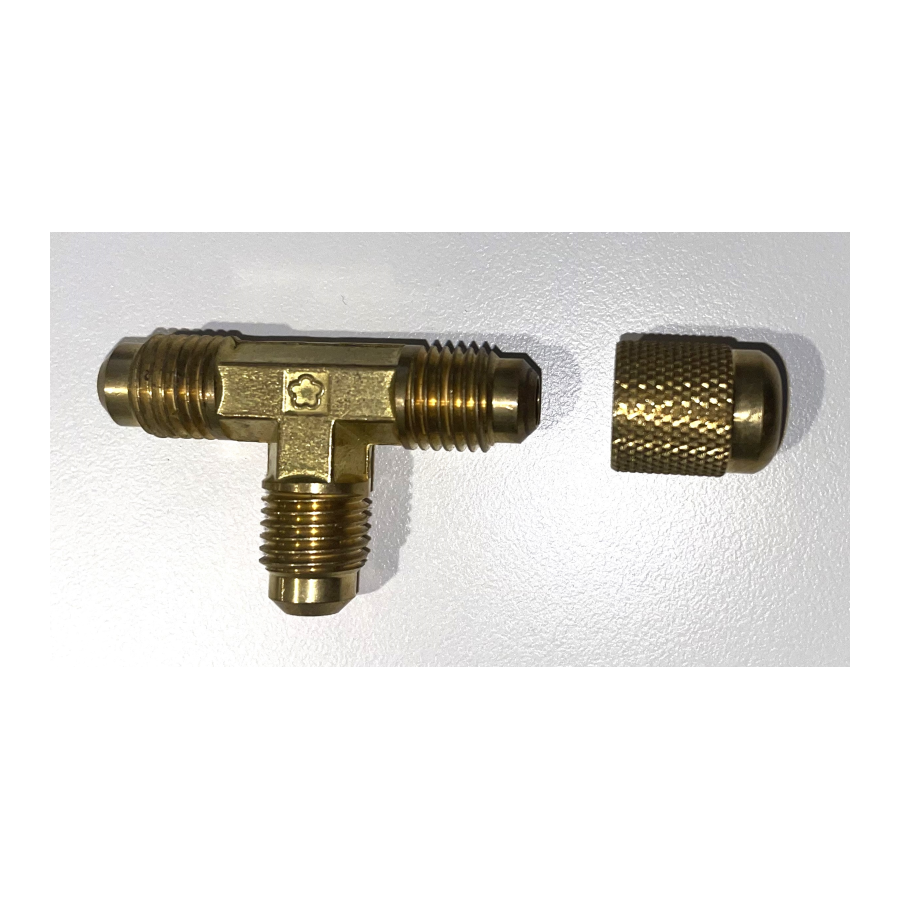 RBT2 :  Brass Tee Refrigeration Fitting 1/4" male flare with Cap